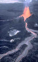 Kileau Volcano in Hawaii, flowing molten metals and viscous elements. 