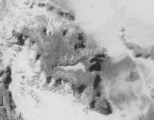 Satellite image of Tadra and volcano Hala 'l Bedr.